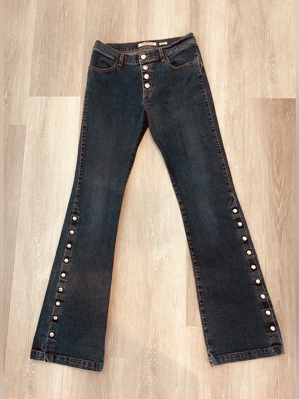 Miss Sixty Rock and Roll Dark Blue Snap Button-Accent Women's Jeans Vintage 27